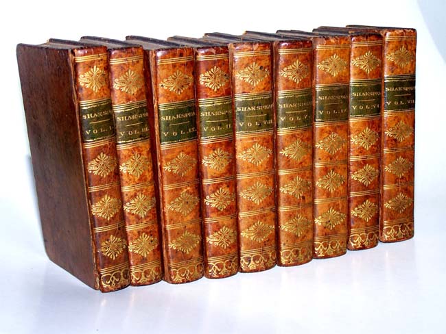 A Wonderful 9 volume set in miniature of the "Complete Works of William Shakespeare" printed in London in 1803.